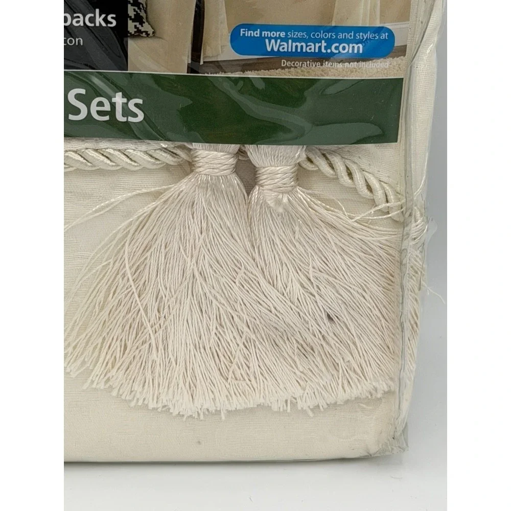 Mainstays 84 Inch Curtain Set Cream Mist Damask Scroll 5 Piece Window Panels New